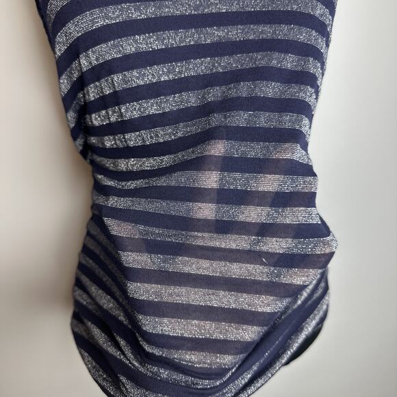 Hard Tail Vintage 90s Y2K Navy Metallic Racerback Sheer Tank Top Womens Small - Picture 7 of 11